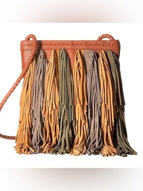 Sam Edelman Leather Jane Fringe Crossbody Shoulder Bag